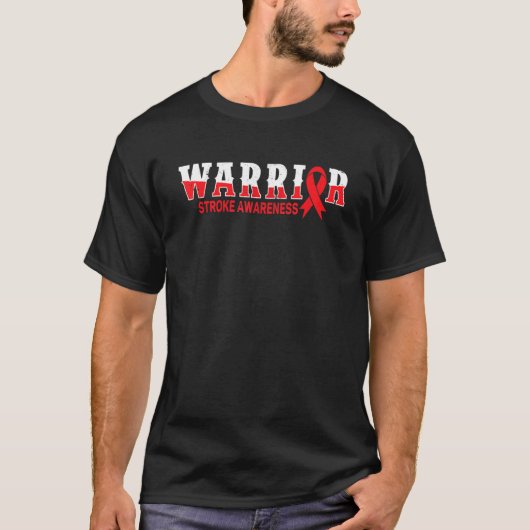 Warrior Stroke Awareness Survivor Retro Brain Red  T-shirt (Voorkant)