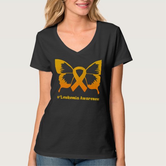 Warrior Support Squad A Oranje Vlinder Leukemie  T-shirt (Voorkant)