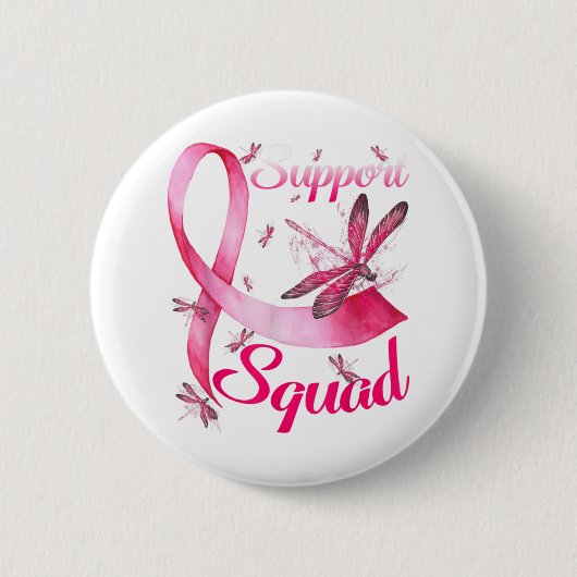 Warrior Support Squad Dragonfly Breast Cancer Awar Ronde Button 5,7 Cm (Voorkant)