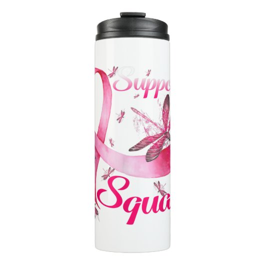 Warrior Support Squad Dragonfly Breast Cancer Awar Thermosbeker (Voorkant)