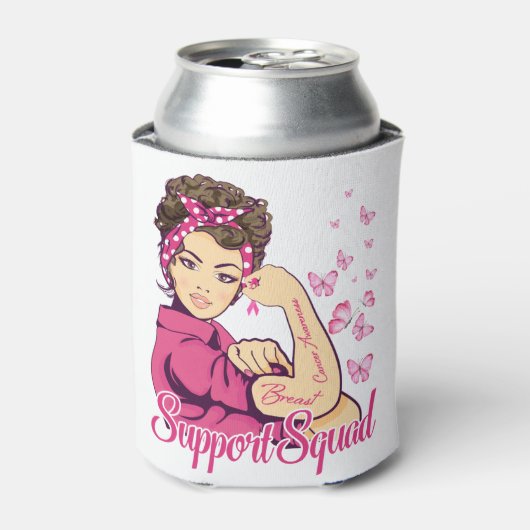 Warrior Support Squad Rosie Riveter Breast Cancer Blikjeskoeler (Blikje Voorkant)