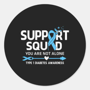 Warrior Support Squad Type 1 Diabetes Awareness Fe Ronde Sticker