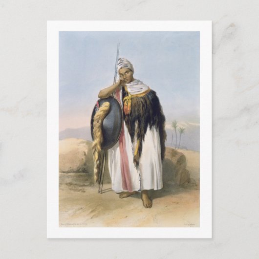 Warrior uit Amhara, Ethiopië, illustratie van " Briefkaart (Voorkant)