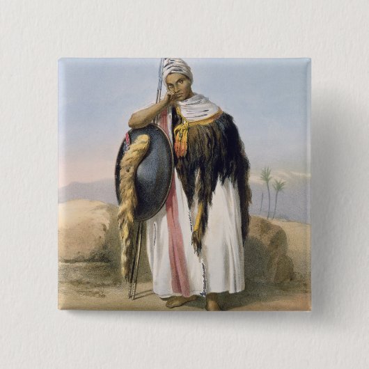 Warrior uit Amhara, Ethiopië, illustratie van " Vierkante Button 5,1 Cm (Voorkant)