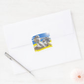 Warrior Ukraine President Zelenskyy & Flag Vierkante Sticker (Envelop)