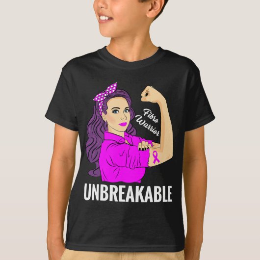 Warrior Unbreakable Fibromyalgia Awareness T-shirt (Voorkant)