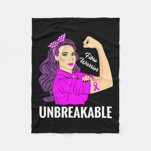 Warrior Unbreakable Fibromyalgia Awareness T-shirt Fleece Deken (Voorkant)