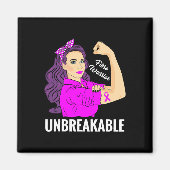 Warrior Unbreakable Fibromyalgia Awareness T-shirt Magneet (Voorkant)