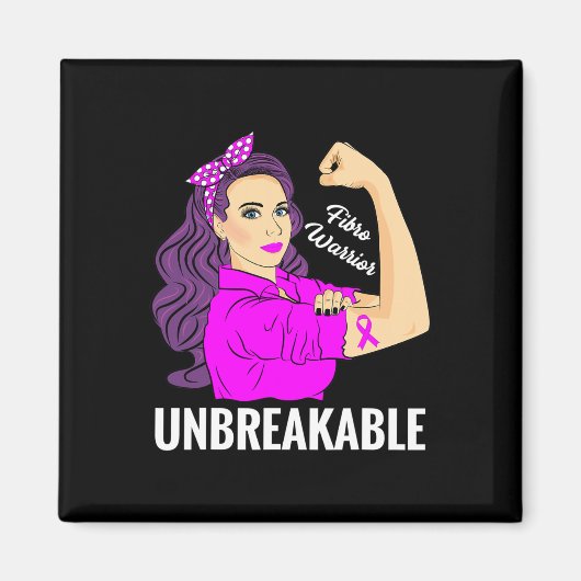 Warrior Unbreakable Fibromyalgia Awareness T-shirt Magneet (Voorkant)