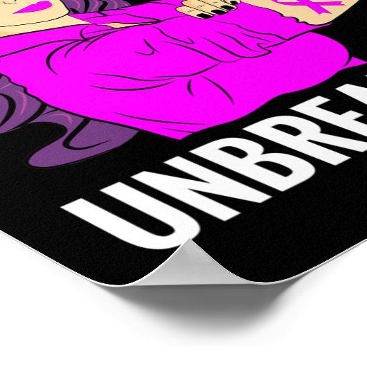 Warrior Unbreakable Fibromyalgia Awareness T-shirt Poster (Hoek)