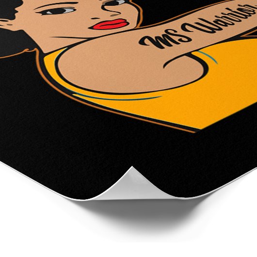 Warrior Unbreakable Multiple Sclerosis Afro Zwart Poster (Hoek)