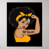 Warrior Unbreakable Multiple Sclerosis Afro Zwart Poster (Voorkant)