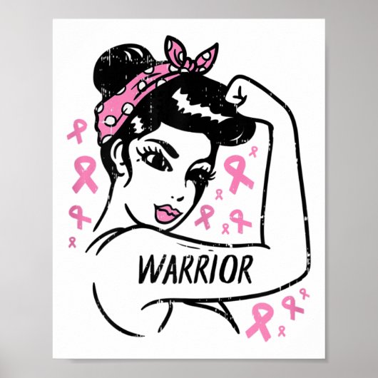 Warrior Unbreakable Pink Ribbon Breast Cancer Awar Poster (Voorkant)