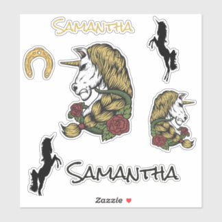 Warrior Unicorn Gold Sticker thema