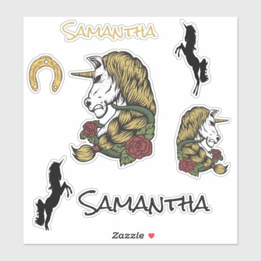 Warrior Unicorn Gold Sticker thema (Vel)