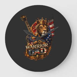 Warrior Vader Leeuw Amerikaanse Vlag Gitaar Grote Klok