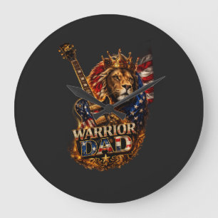 Warrior Vader Leeuw Amerikaanse Vlag Gitaar Grote Klok