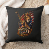 Warrior Vader Leeuw Amerikaanse Vlag Gitaar Kussen (Deken)