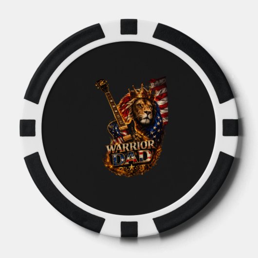 Warrior Vader Leeuw Amerikaanse Vlag Gitaar Poker Chips (Voorkant)