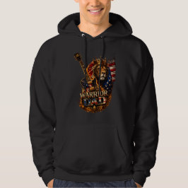 Warrior Vader Leeuw Amerikaanse Vlag Gitaar T-Shir Hoodie