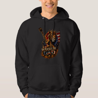 Warrior Vader Leeuw Amerikaanse Vlag Gitaar T-Shir Hoodie