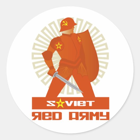 Warrior van het Sovjet-Rode Leger Ronde Sticker (Voorkant)
