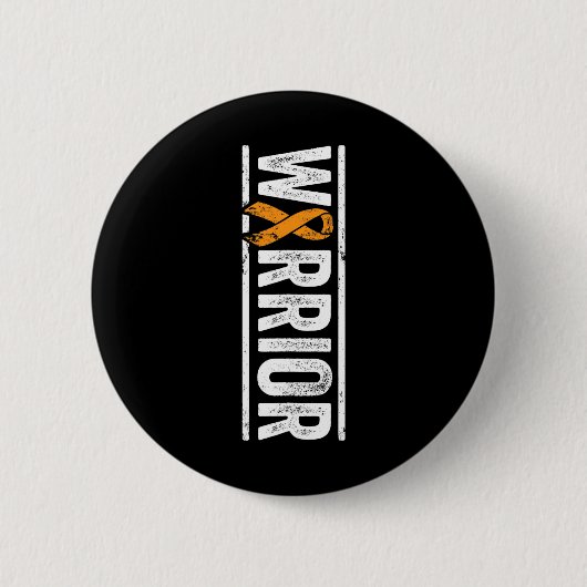 Warrior - Verticaal Oranje kankerbewustzijnslint Ronde Button 5,7 Cm (Voorkant)