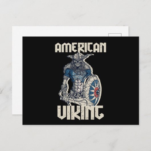 Warrior Viking Sword American Valhalla Norse Mytho Briefkaart (Voorkant / Achterkant)