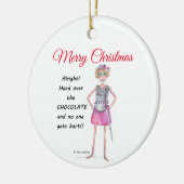 Warrior vrouw vraagt chocoladeschets te overhandig keramisch ornament (Links)