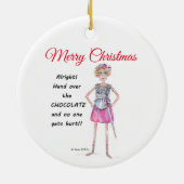 Warrior vrouw vraagt chocoladeschets te overhandig keramisch ornament (Achterkant)