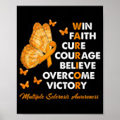 Warrior Win Faith Cure Ribbon Multiple Sclerosis A Poster (Voorkant)