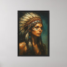 Warrior Woman met gevederde hoofdtooi en tribal