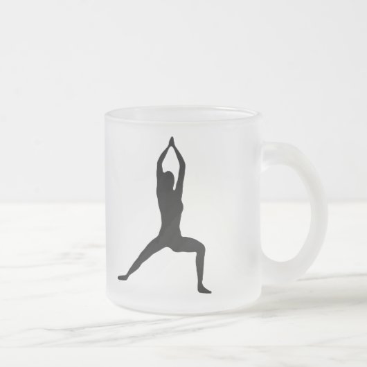 Warrior Yoga Pose Silhouette Black en White Matglas Koffiemok (Rechts)