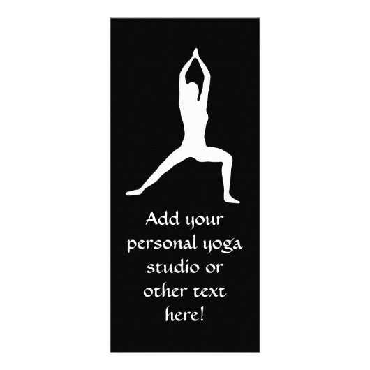 Warrior Yoga Pose Silhouette Black en White Reclamekaart (Voorkant)
