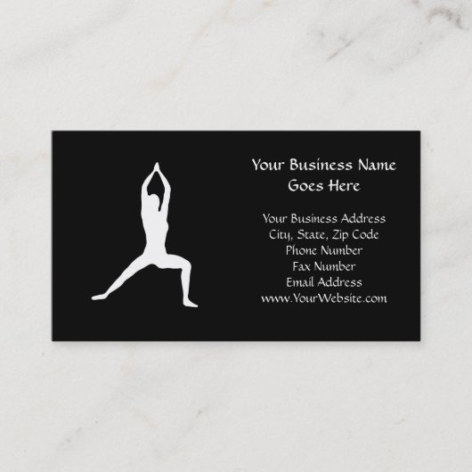 Warrior Yoga Pose Silhouette Black en White Visitekaartje (Voorkant)