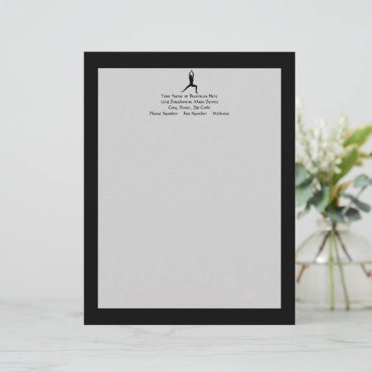 Warrior Yoga Pose Silhouette Persoonlijk Briefhoofd (Staand voorkant)