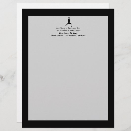 Warrior Yoga Pose Silhouette Persoonlijk Briefhoofd (Voorkant / Achterkant)