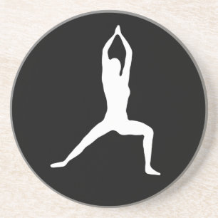 Warrior Yoga Pose Silhouette Zandsteen Onderzetter