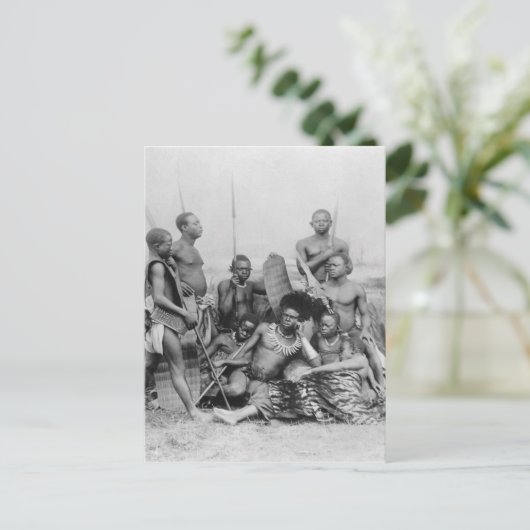 Warriors, Belgisch Congo, 1894 Briefkaart (Staand voorkant)