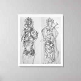 Warriors handgetekende illustratie muurkunst canvas afdruk