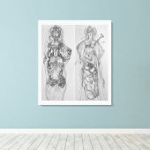 Warriors handgetekende illustratie muurkunst canvas afdruk (Insitu (Houten vloer))