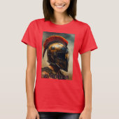 Warrior's Legacy: Bold Helmet Design in Fiery Red T-shirt (Voorkant)
