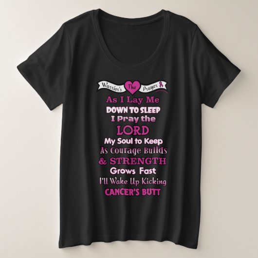 Warrior's Prayer/Butt... Borstkanker Grote Maat T-shirt (Design voorkant)