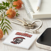 Warrior's Pride - Spartaanse helm met rode pluim Sleutelhanger (Voorkant Rechts)