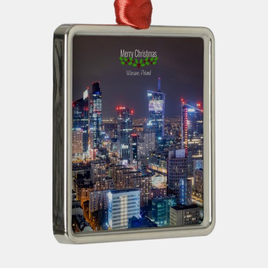 Warsaw, Poland skyline, Merry Christmas, Metalen Ornament (Rechts)