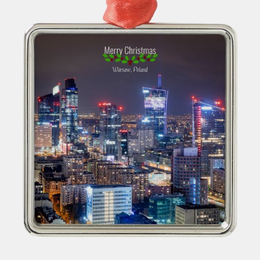 Warsaw, Poland skyline, Merry Christmas, Metalen Ornament (Voorkant)