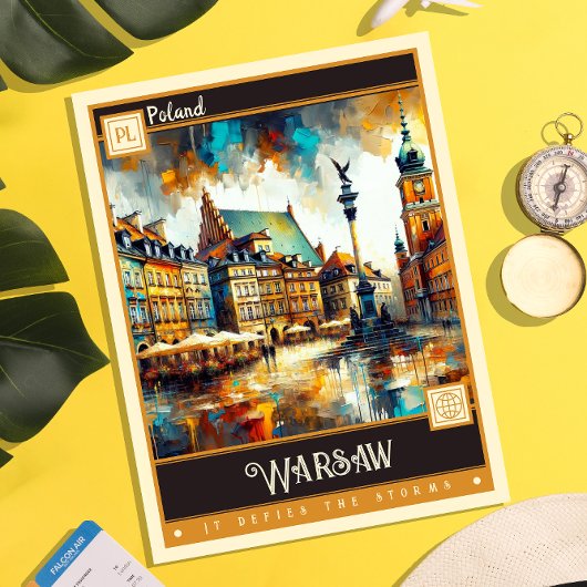 Warsaw, Polen |  schilderij Briefkaart