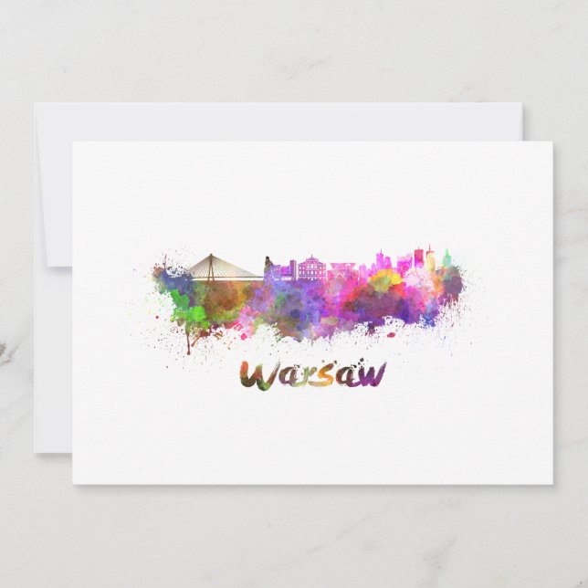 Warsaw skyline in watercolor (Voorkant)