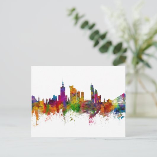 WarschaPolen Skyline Briefkaart (Staand voorkant)