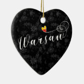 Warschau Flag Heart, Warschau, Polen Keramisch Ornament (Rechts)